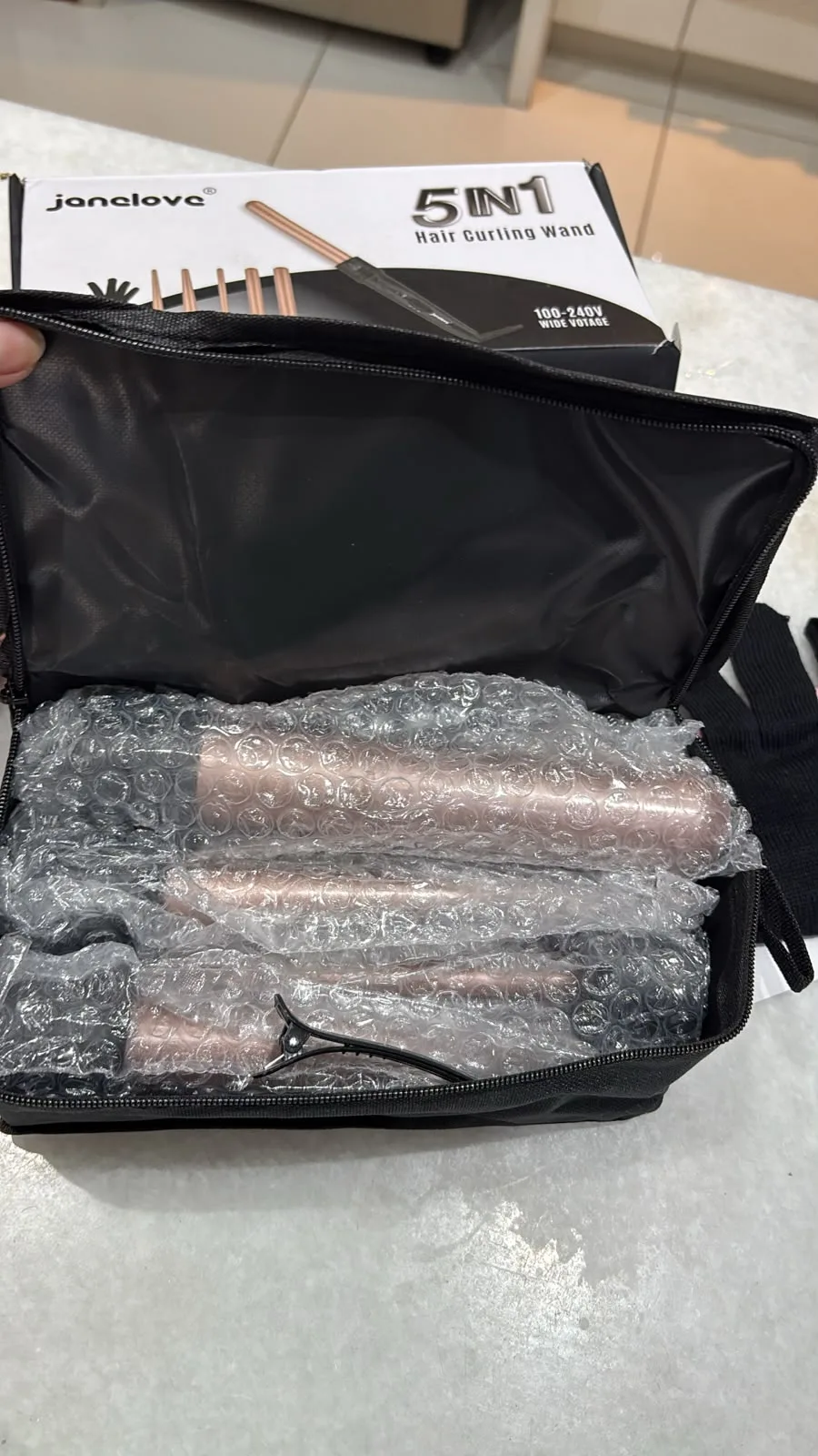 janelove Juego de rizador de pelo tipo varita 5 en 1, rizador de pelo de cerám, miniatura 21