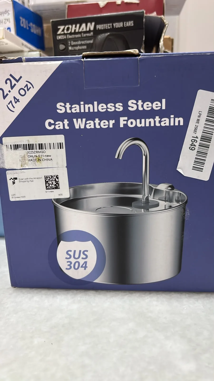 Fuente para Beber para Mascotas, Fuente de Agua automática Cat de 2,2 l/74 oz de Acero Ino, miniatura 8