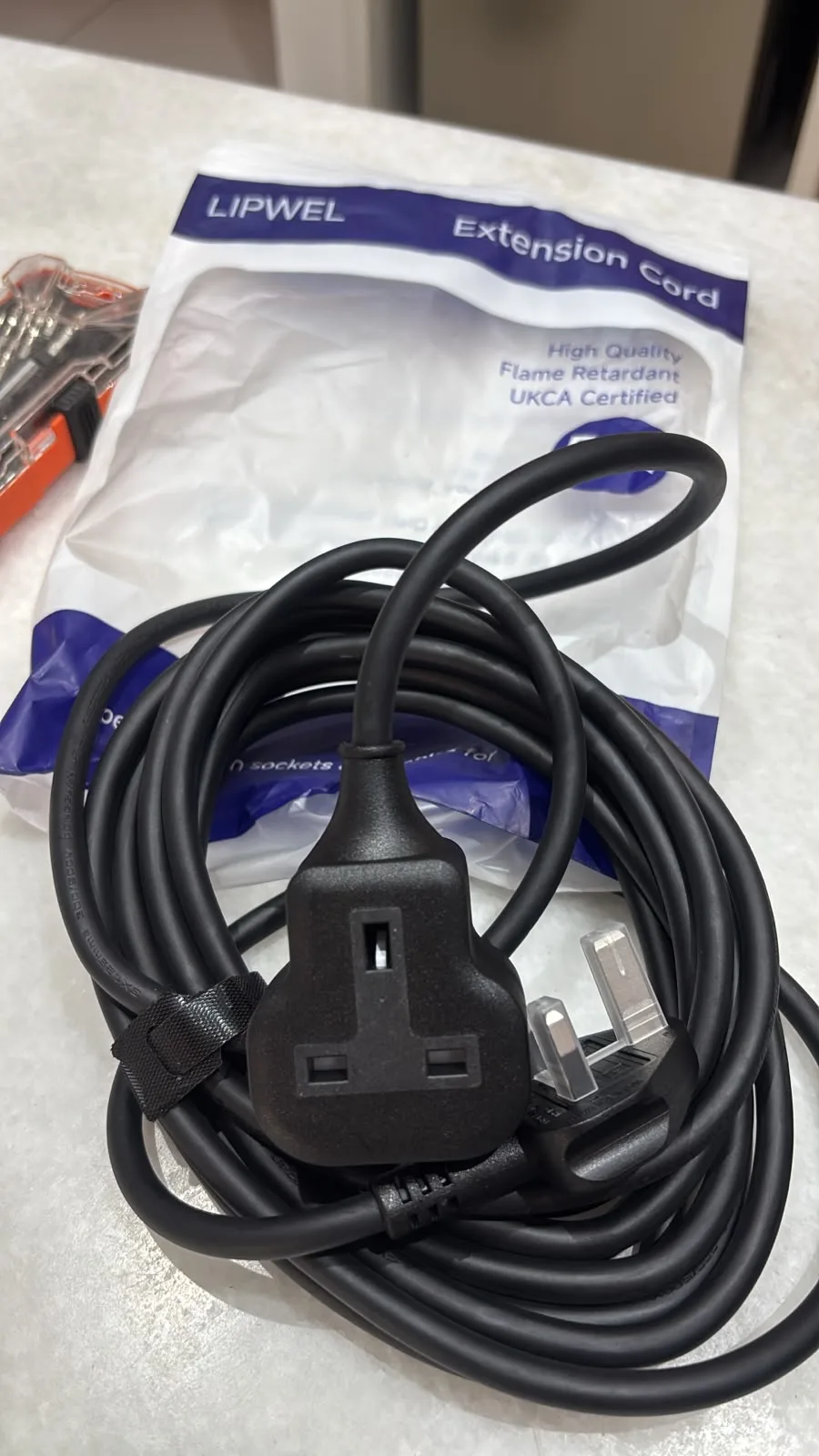 Cable de extensión de alta resistencia con toma de corriente individual y enchufe británico de 3 clavijas, cable de extensión ignífugo para exteriores, jardín, almacén, reformas del hogar, color negro, miniatura 10