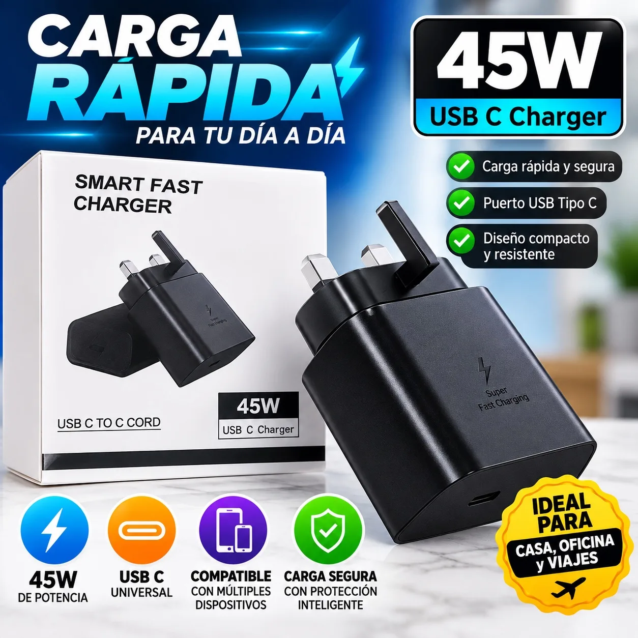 2 cargadores de carga rápida